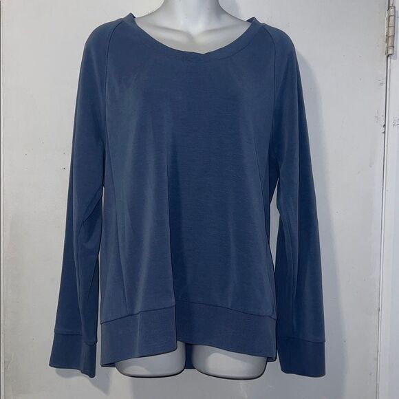 ATHLETA Cottage Blue Sea soft Scoop-neck Sweatshirt-M - Picture 2 of 10